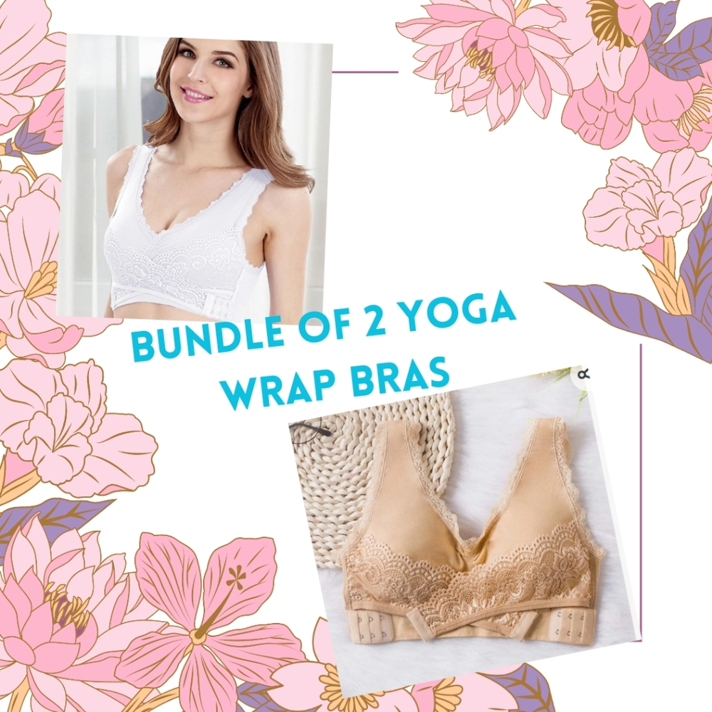 BUNDLE OF 2 WrapbStyle Yoga Bras in Nude and White